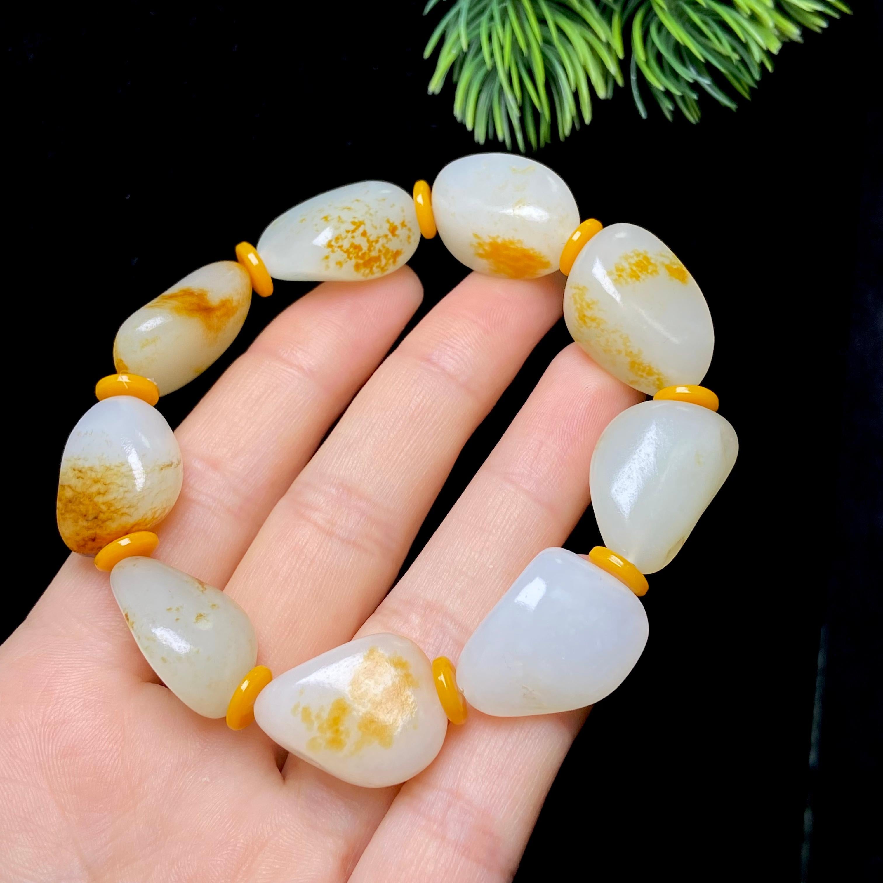 和田玉洒金皮籽料手串（27.1g）