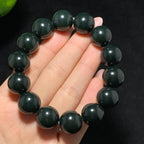 【超值推荐】和田山料黑青圆珠手串（89.3g）