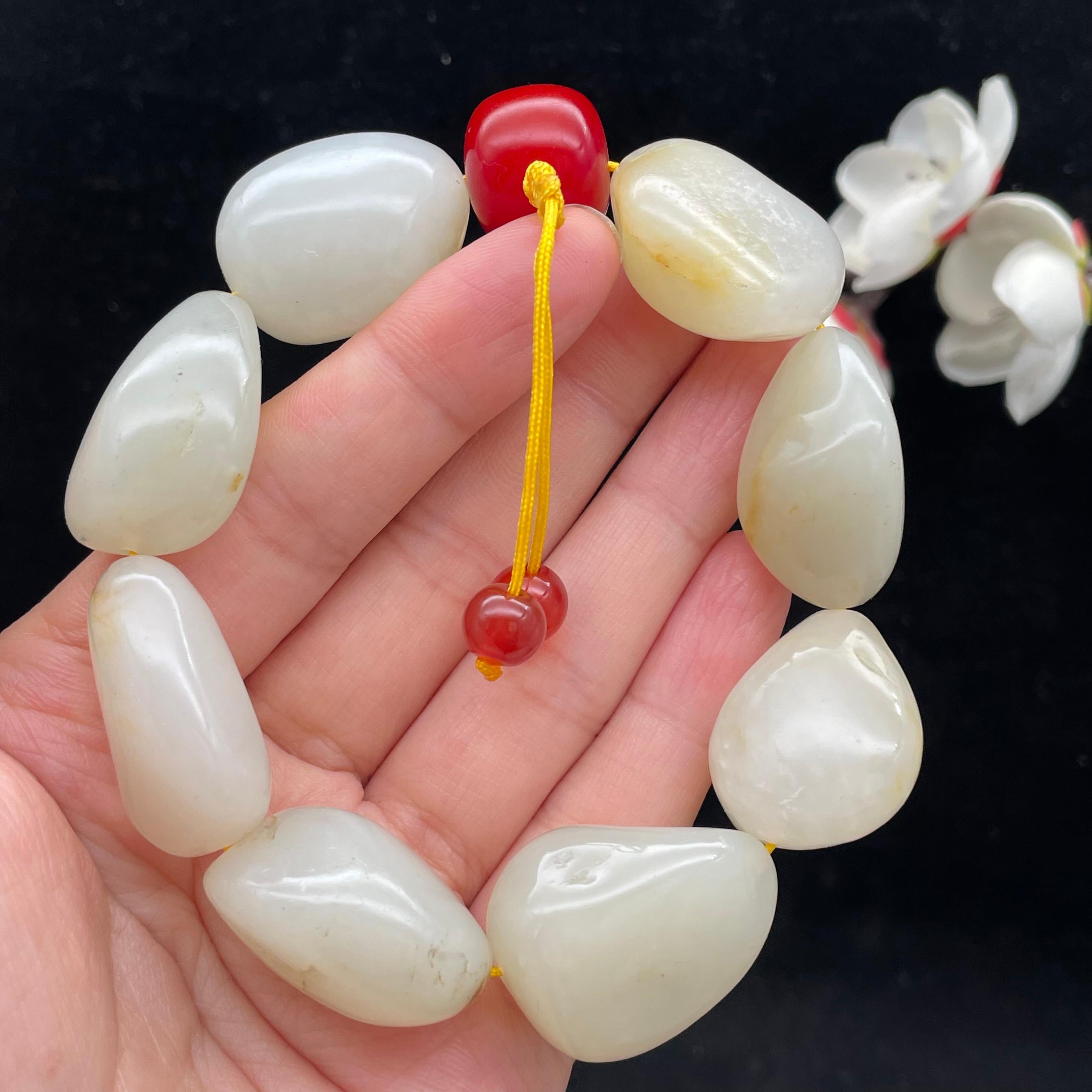 和田玉白玉籽料【精品手串】（102.2g）