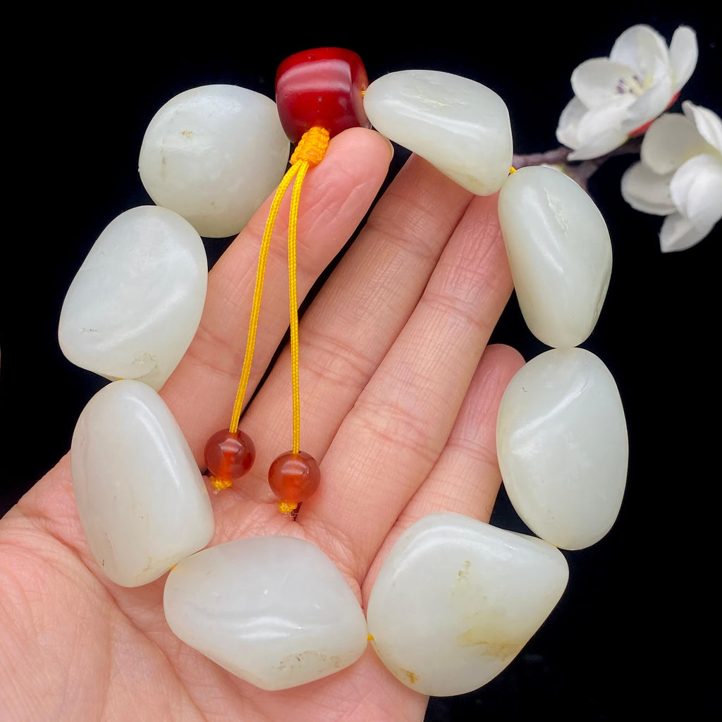 和田玉白玉籽料【精品手串】（128.6g）