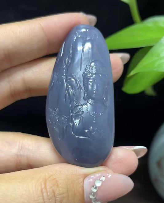 和田玉紫罗兰山水观音（29.5g）