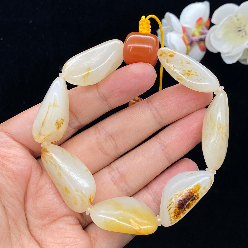 和田玉洒金皮籽料【精品手串】（62.7g）