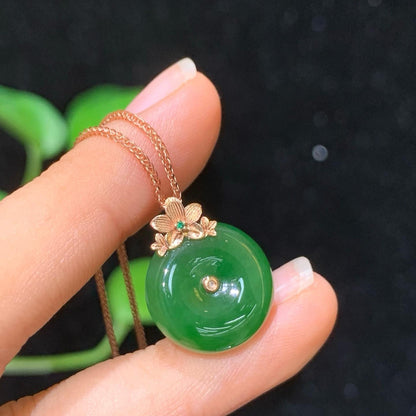 碧玉18k金平安扣吊坠01023193（2.8g）
