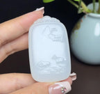 和田羊脂玉扭转乾坤山水牌（39.2g）