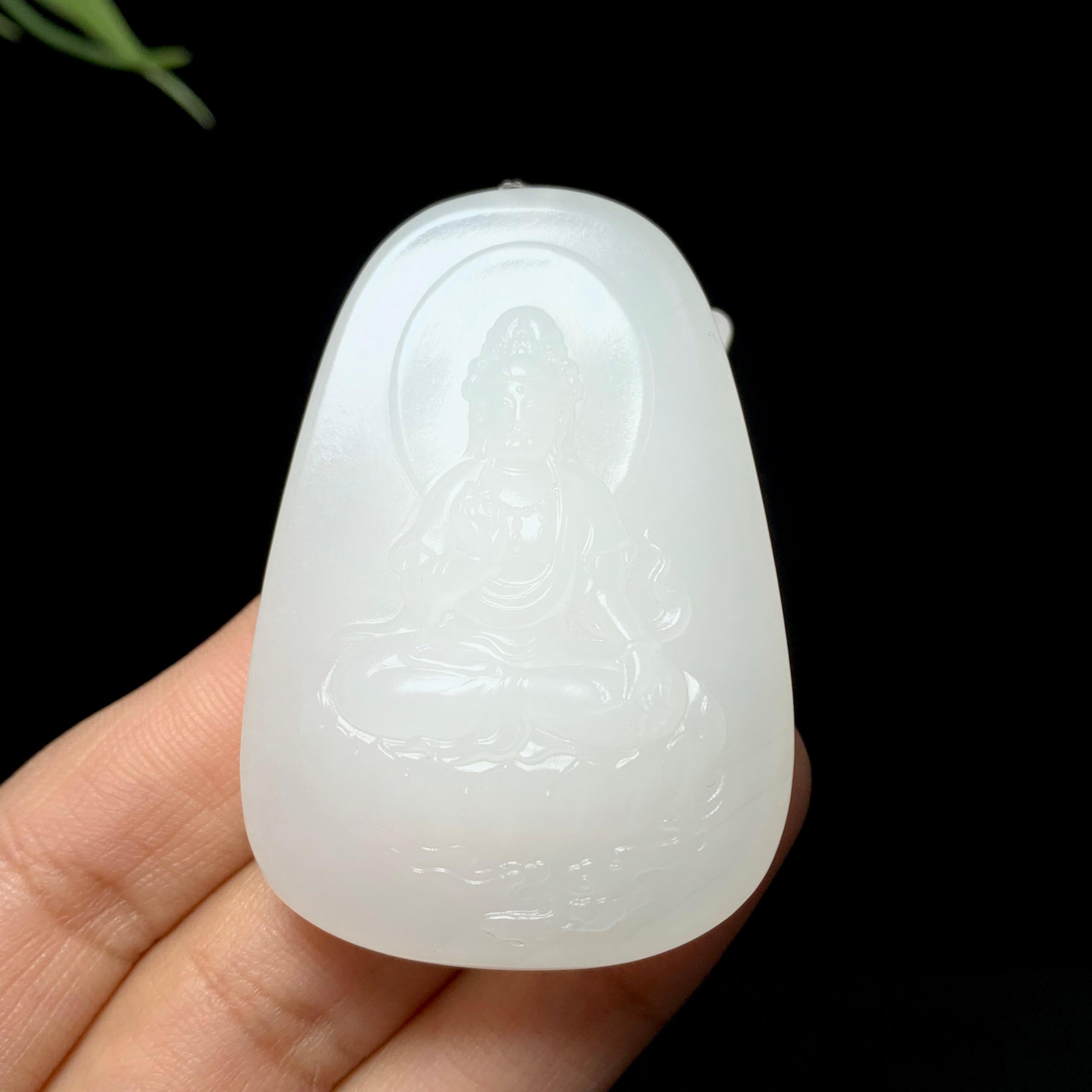 精品和田羊脂白玉观音挂件（43.6g）