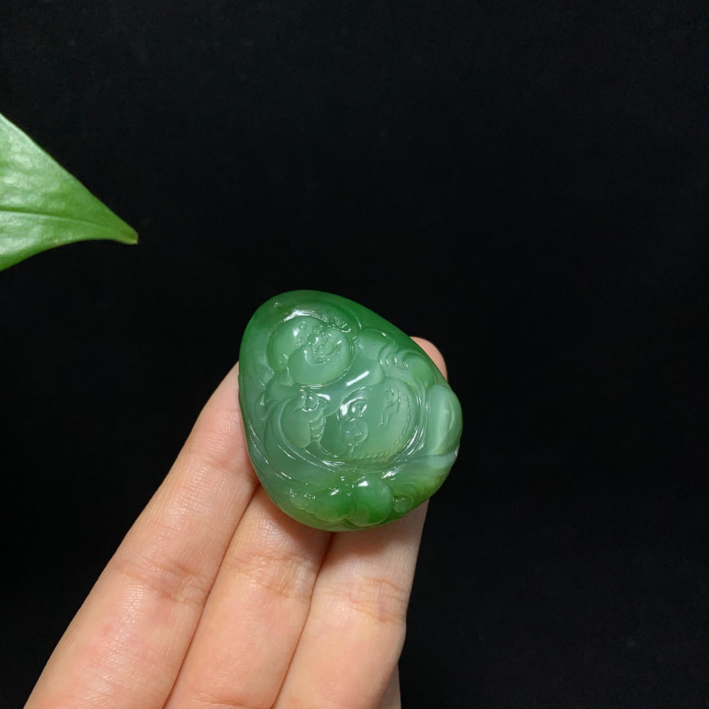 收藏级碧玉粉绿佛公挂件（29.5g）