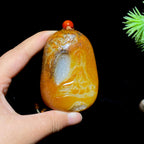 和田玉籽料悟道把件（105.7g）