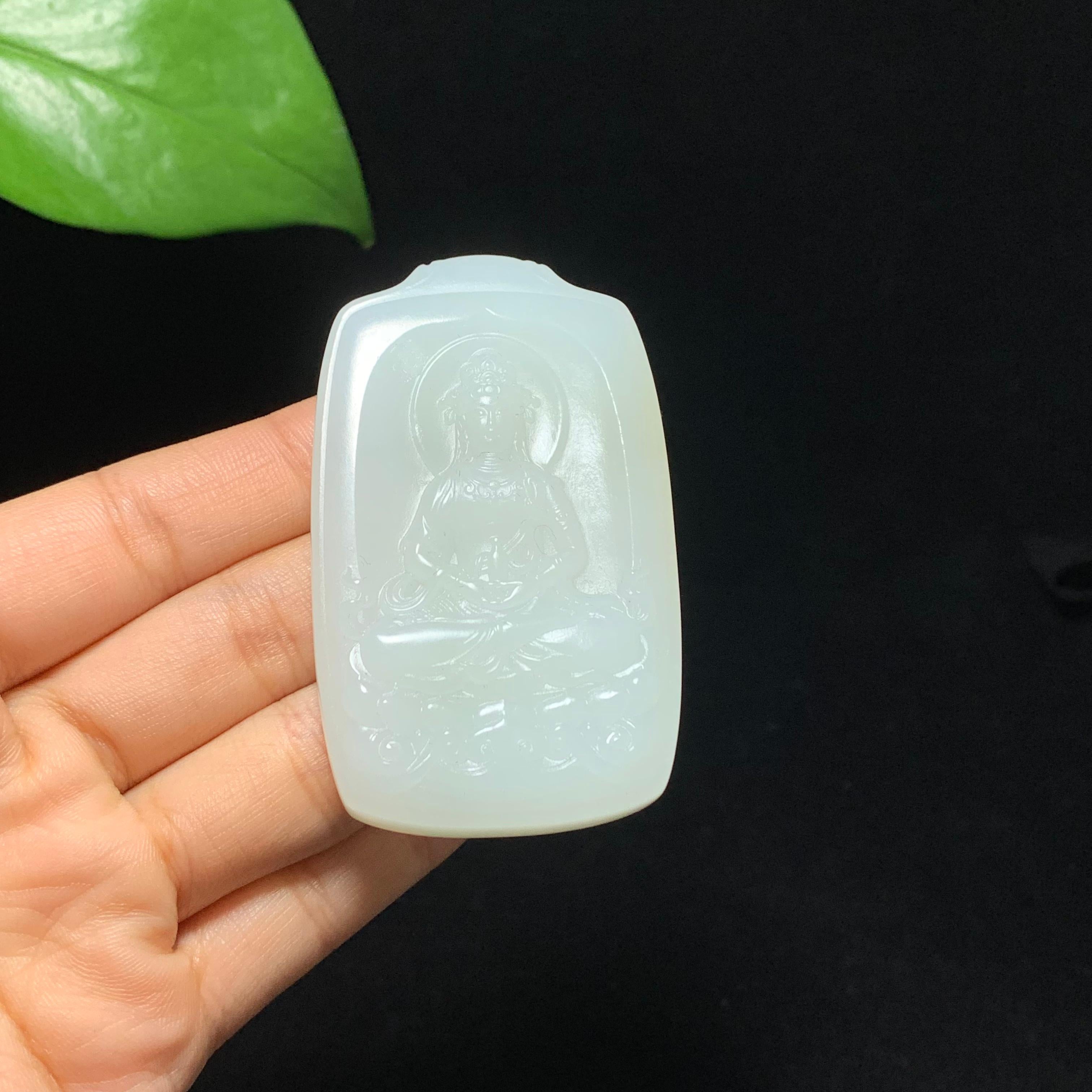 高品质和田山料羊脂白玉观音挂件（64.2g）