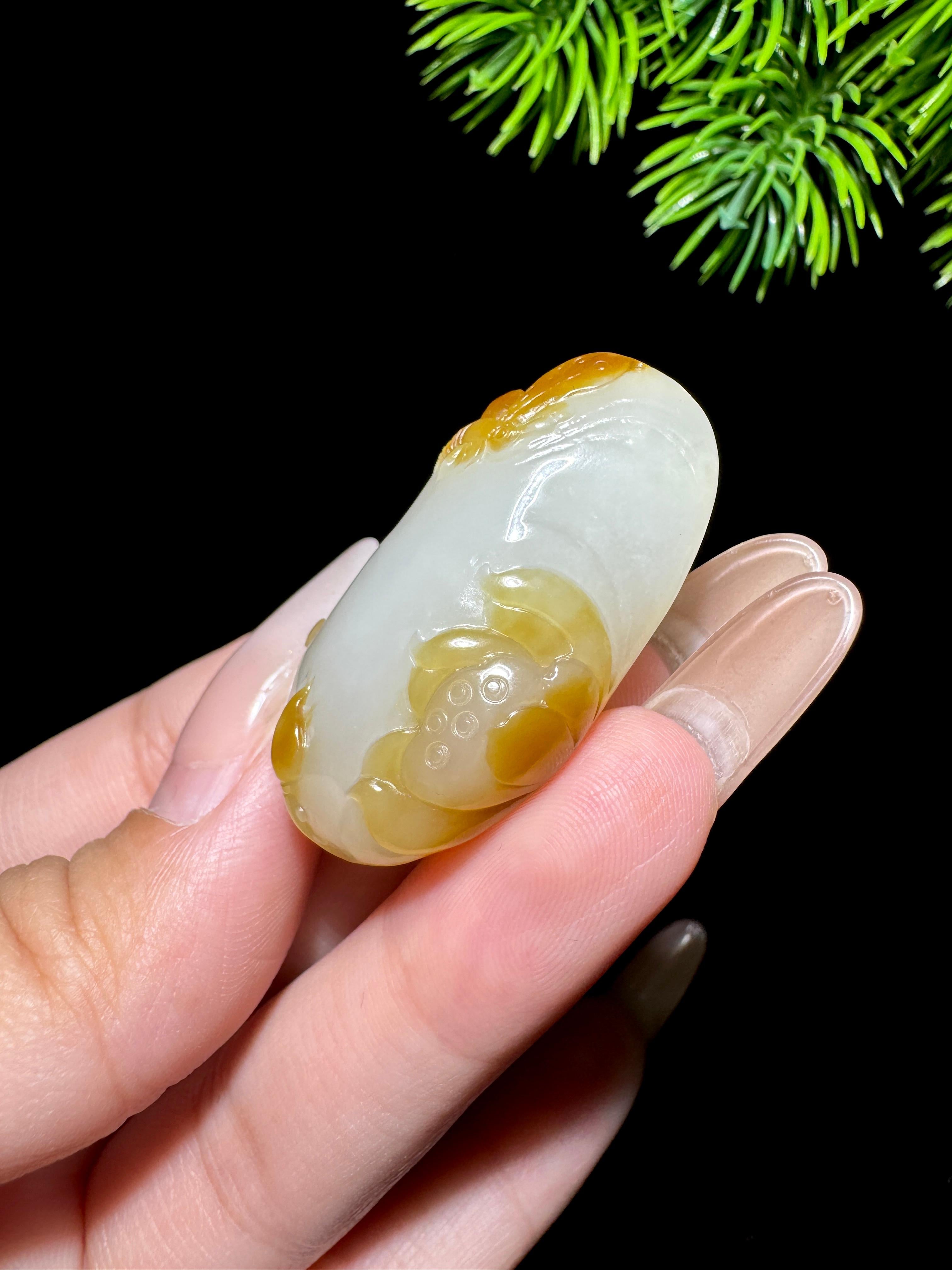 和田玉糖白玉多子多福挂件（19.5g）