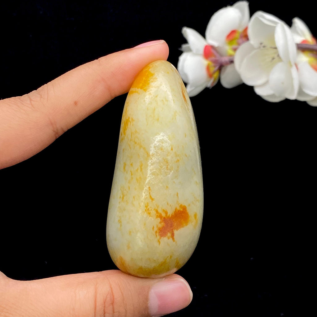 和田玉洒金皮青花底籽料手把件（122.2g）