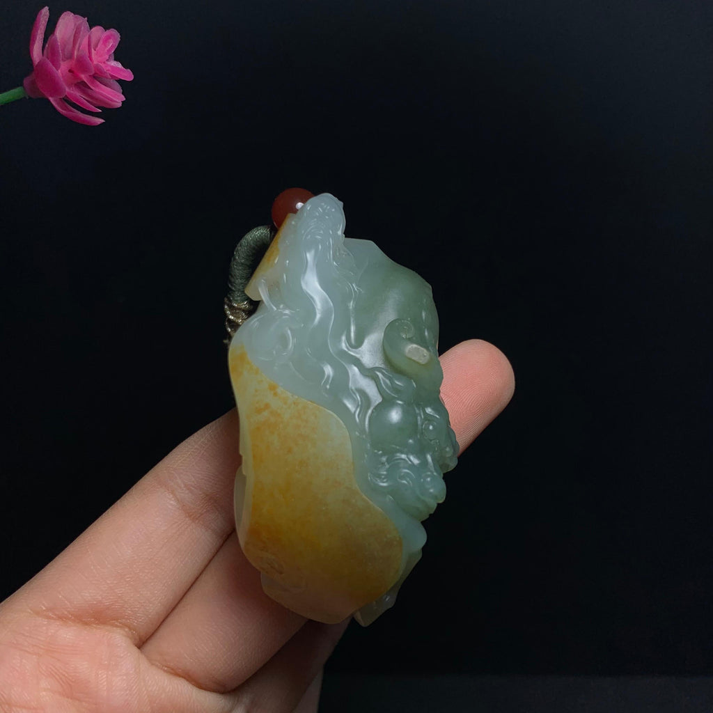 高品质玉龙喀什河洒金皮籽料老子问经（62.5g）