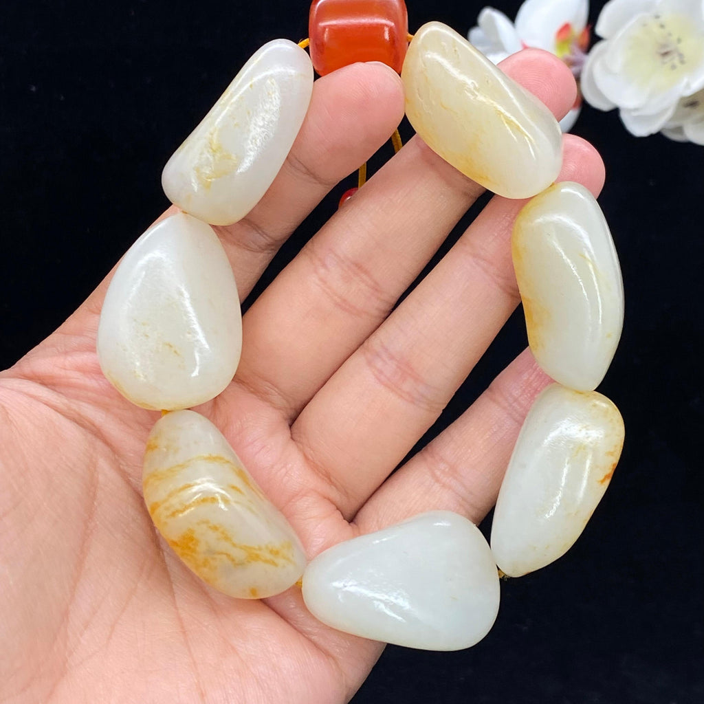 和田玉洒金皮籽料【精品手串】（122.5g）