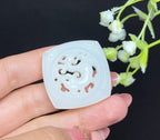 和田玉羊脂白玉四方守护仿古龙挂件（27.3g）