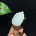 珍藏品和田籽料洒金皮白玉文殊菩萨挂件（51.0g）