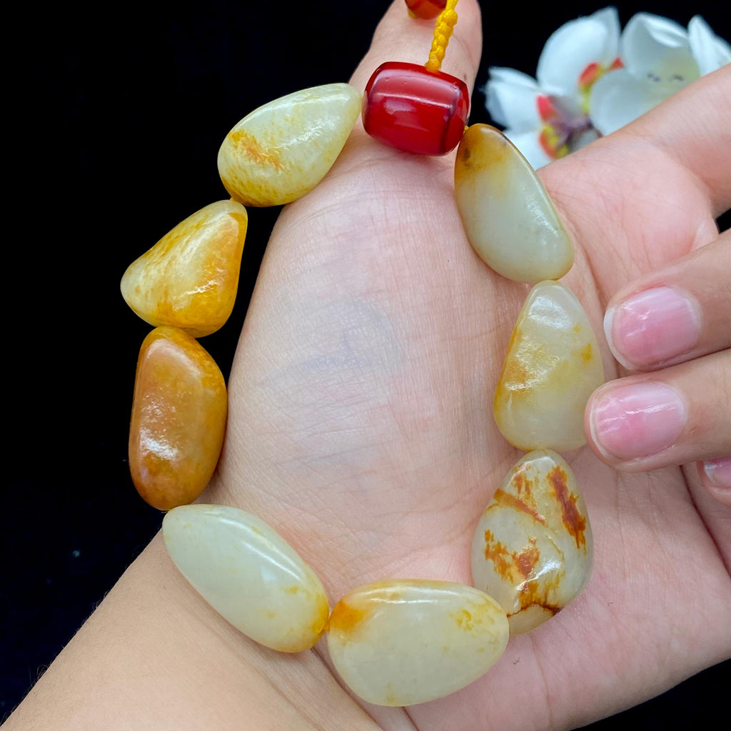 和田玉洒金皮【精品手串】（61.2g）