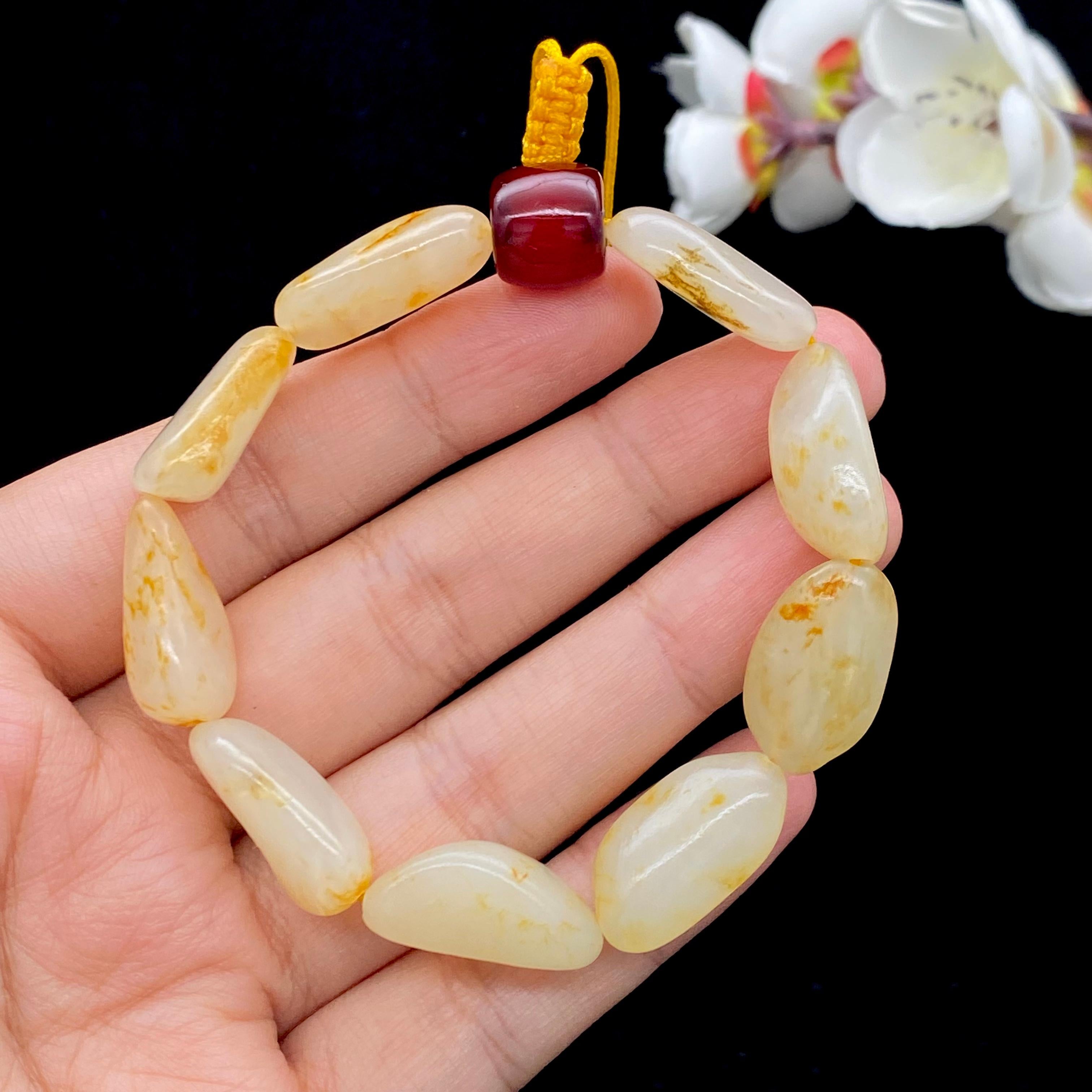 和田玉洒金皮【精品手串】（27.3g）