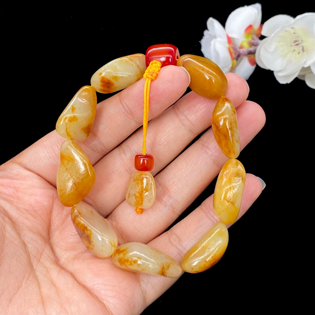 和田玉聚黄皮籽料【精品手串】（46.3g）