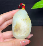 新疆和田玉籽料秋梨皮羊脂玉封侯拜相手把件（133.9g）