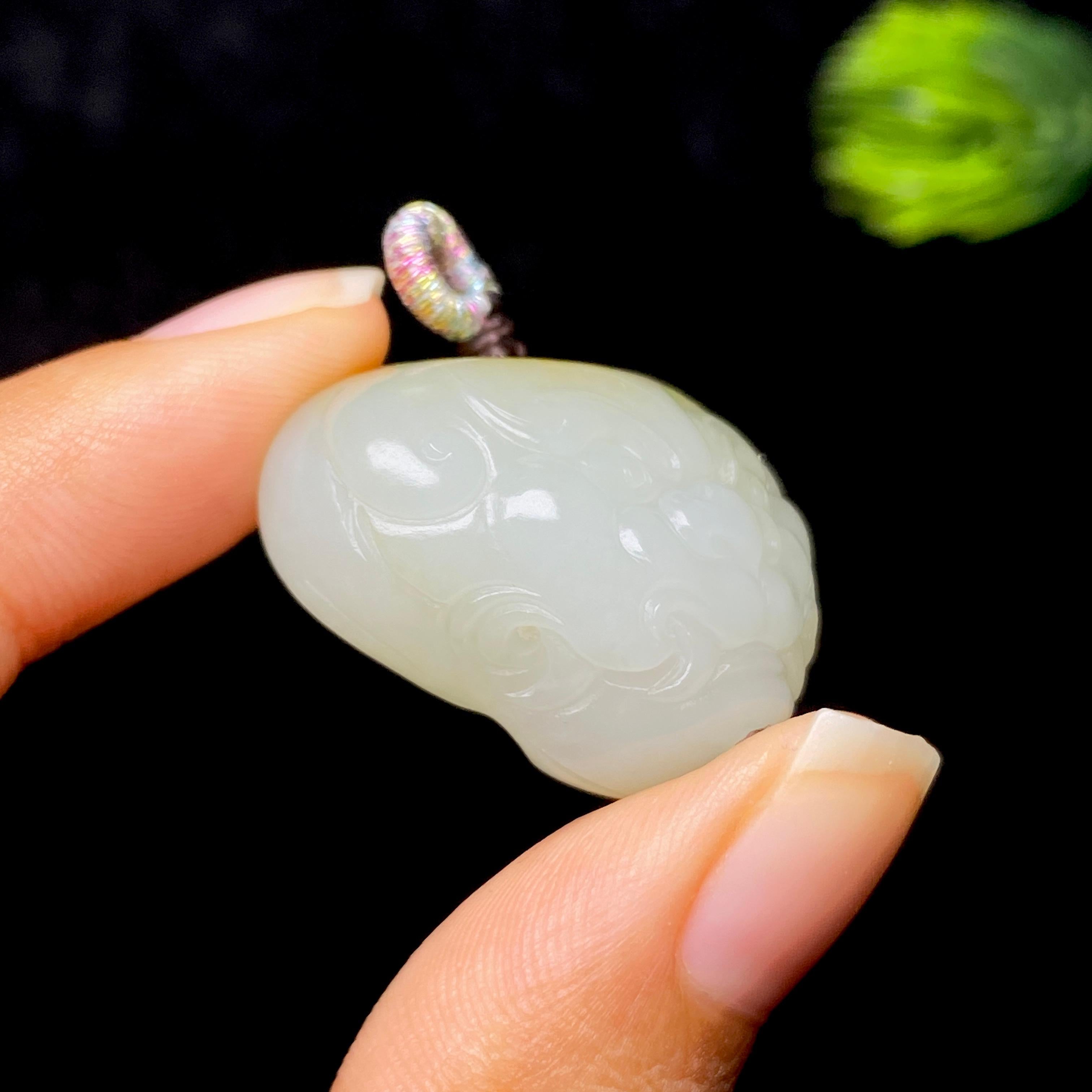 和田玉籽料兽面守护挂件（16.9g）