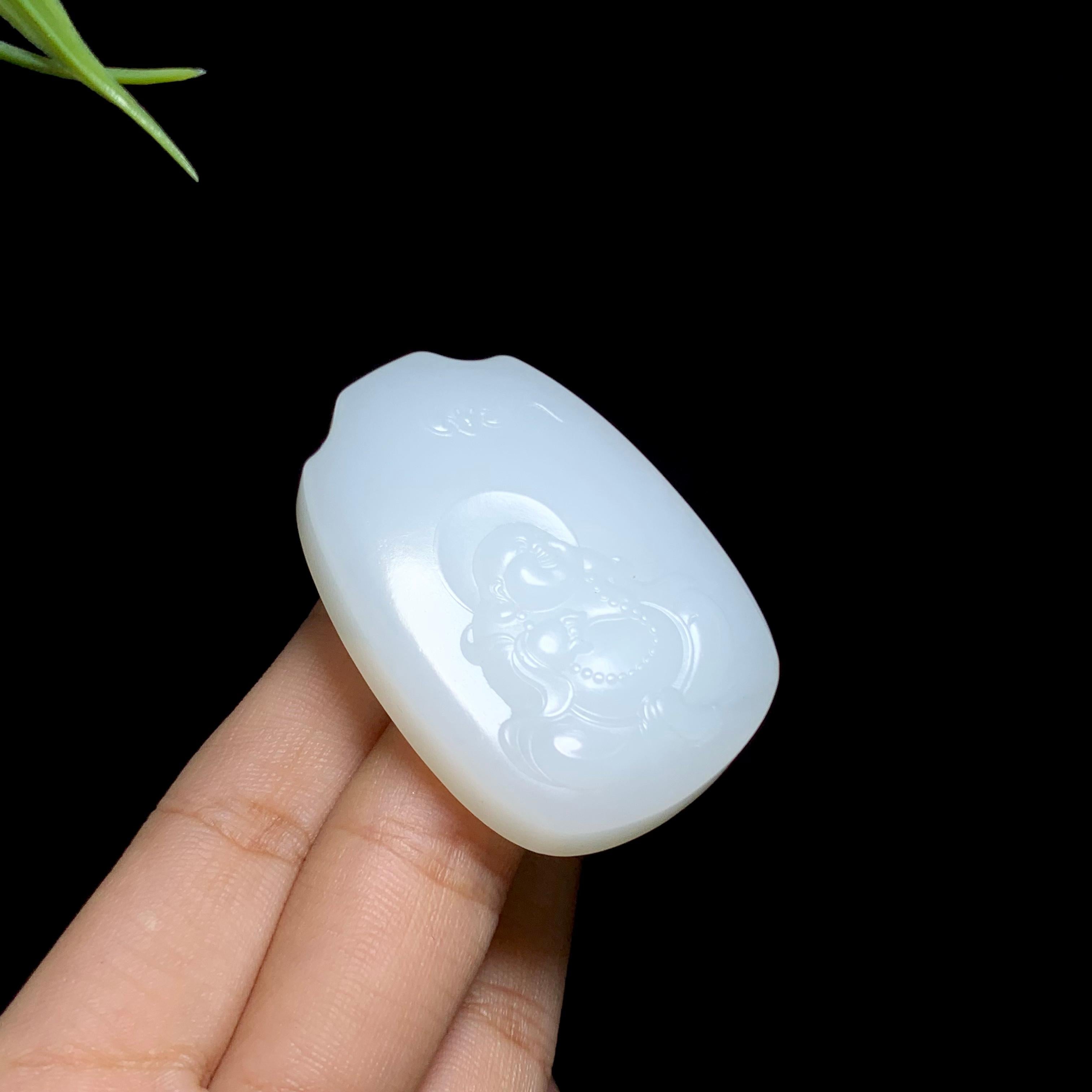 和田羊脂白玉弥勒佛挂件（44.7g）