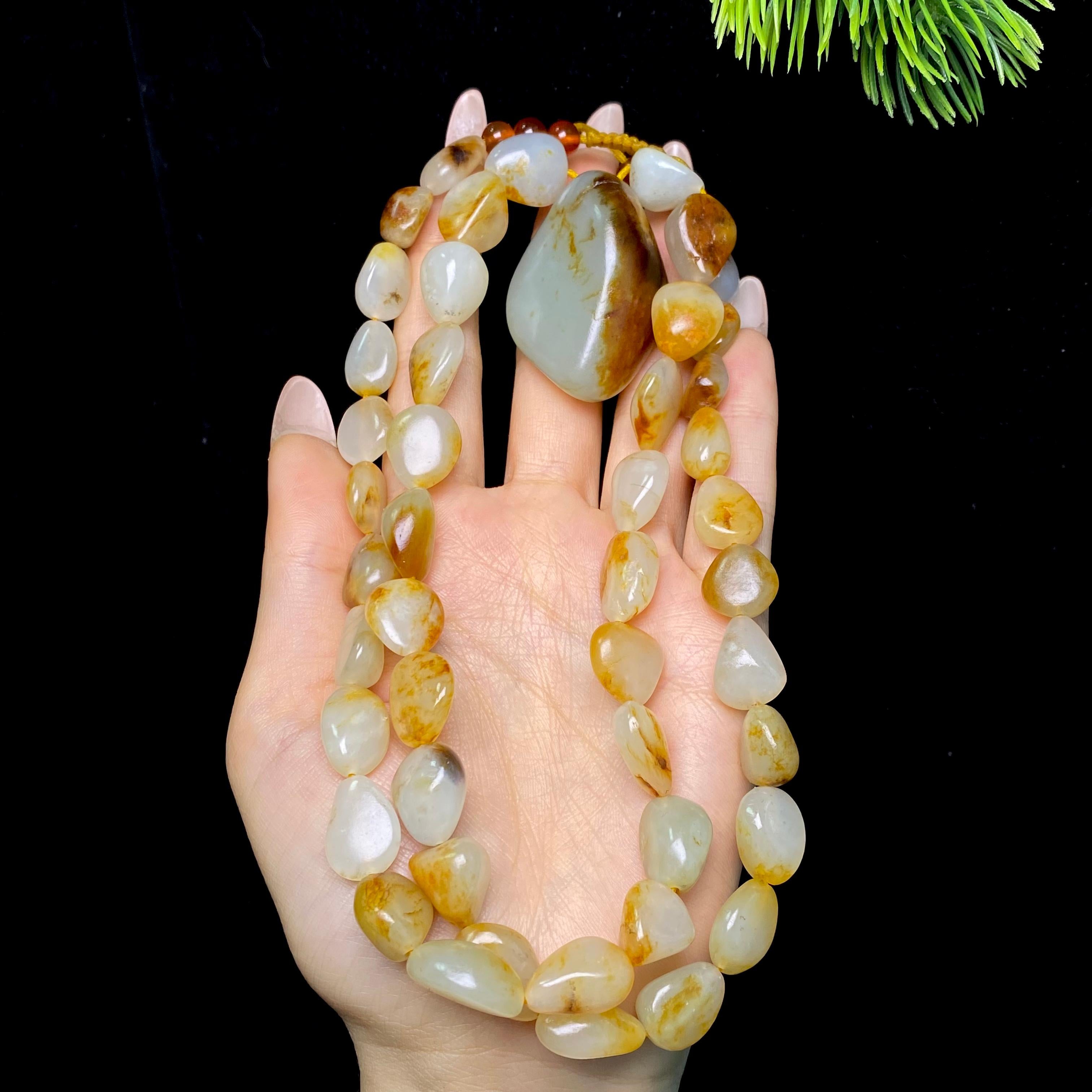 和田玉洒金皮籽料项链（118g）