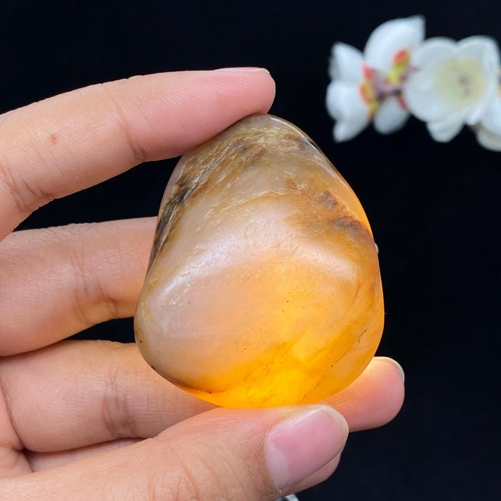 和田玉桃花玉带黄皮籽料（47.2g）