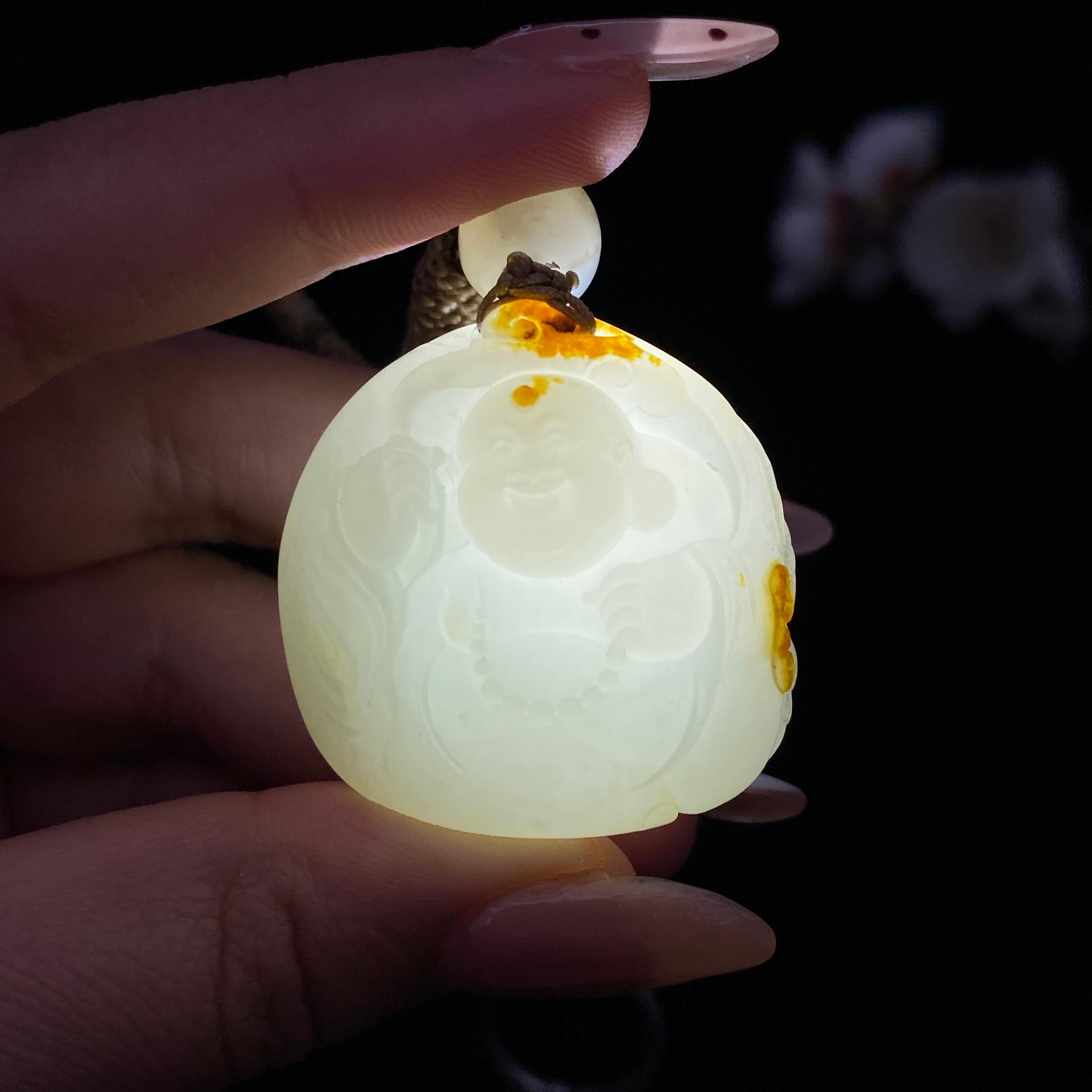 和田玉青花籽料【佛公】挂件（34g）