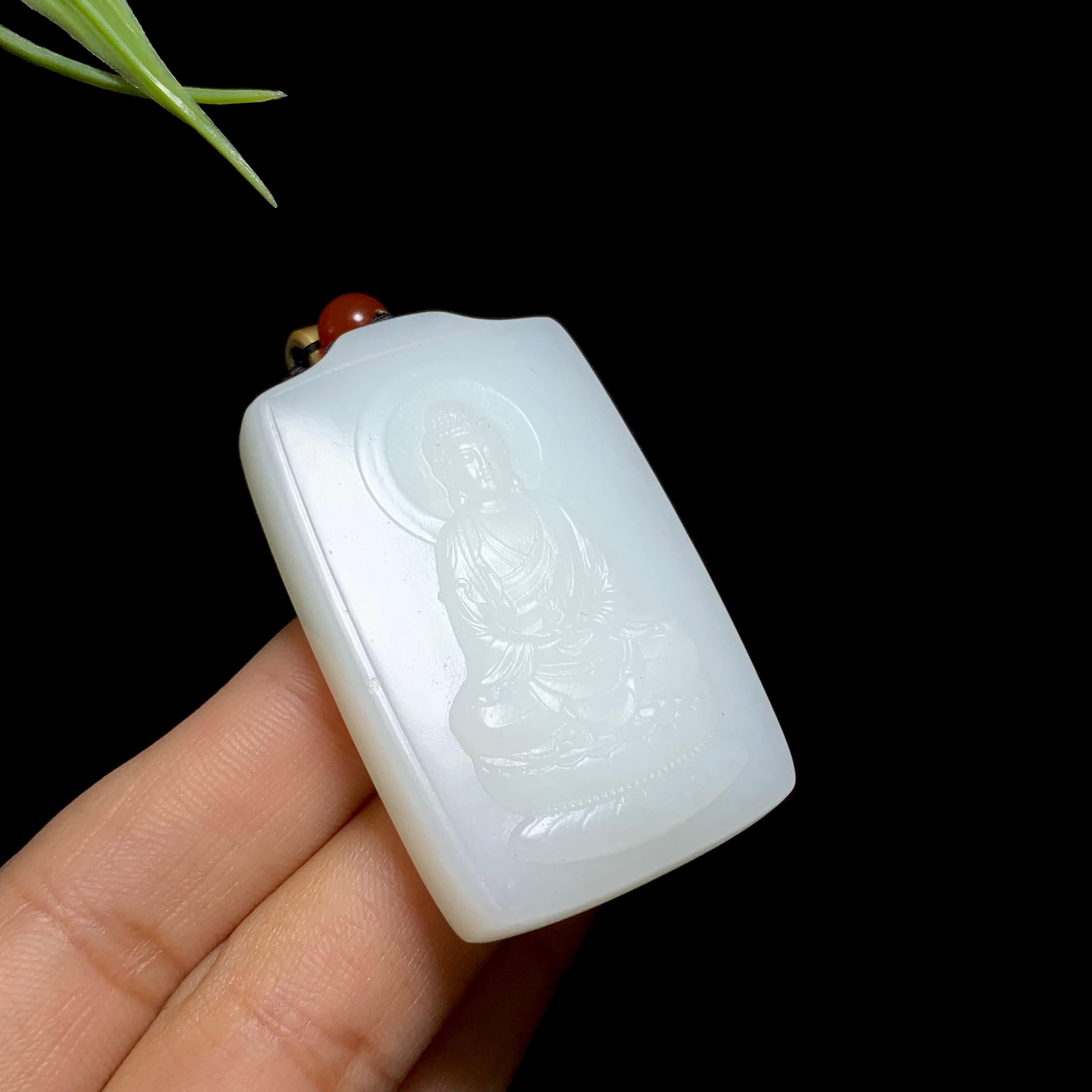 和田羊脂白玉观音牌（40.5g）