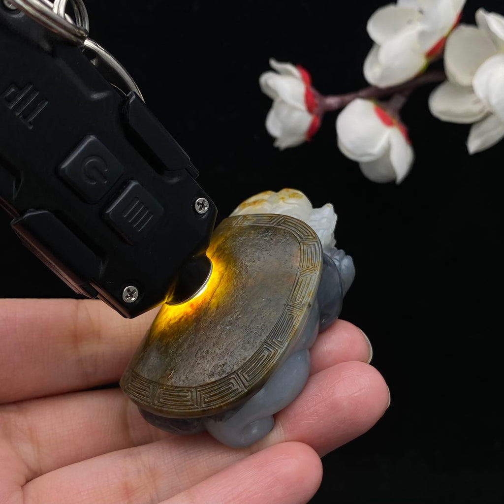 和田玉籽料青花【龙龟】挂件（69.7g）
