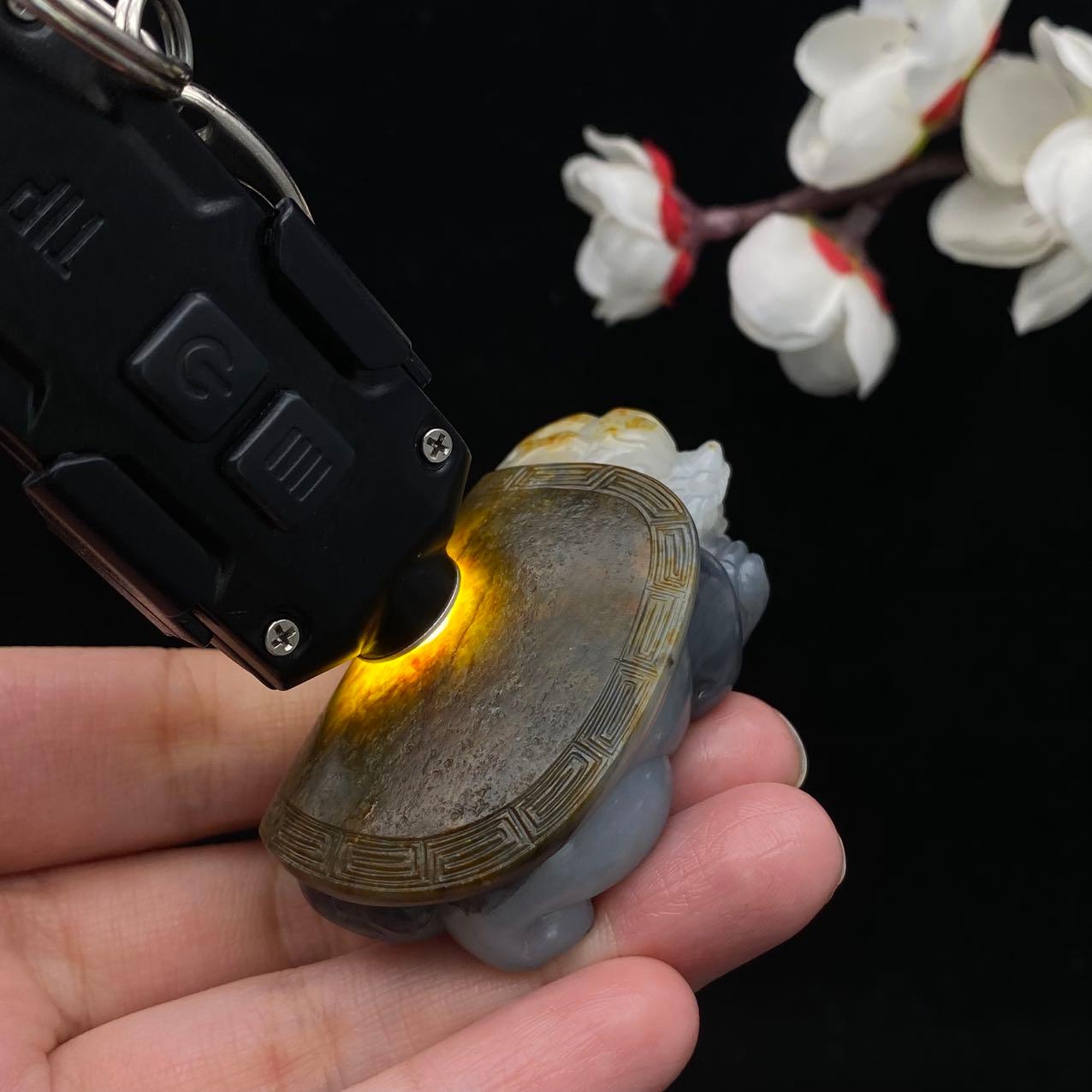 和田玉籽料青花【龙龟】挂件（69.7g）
