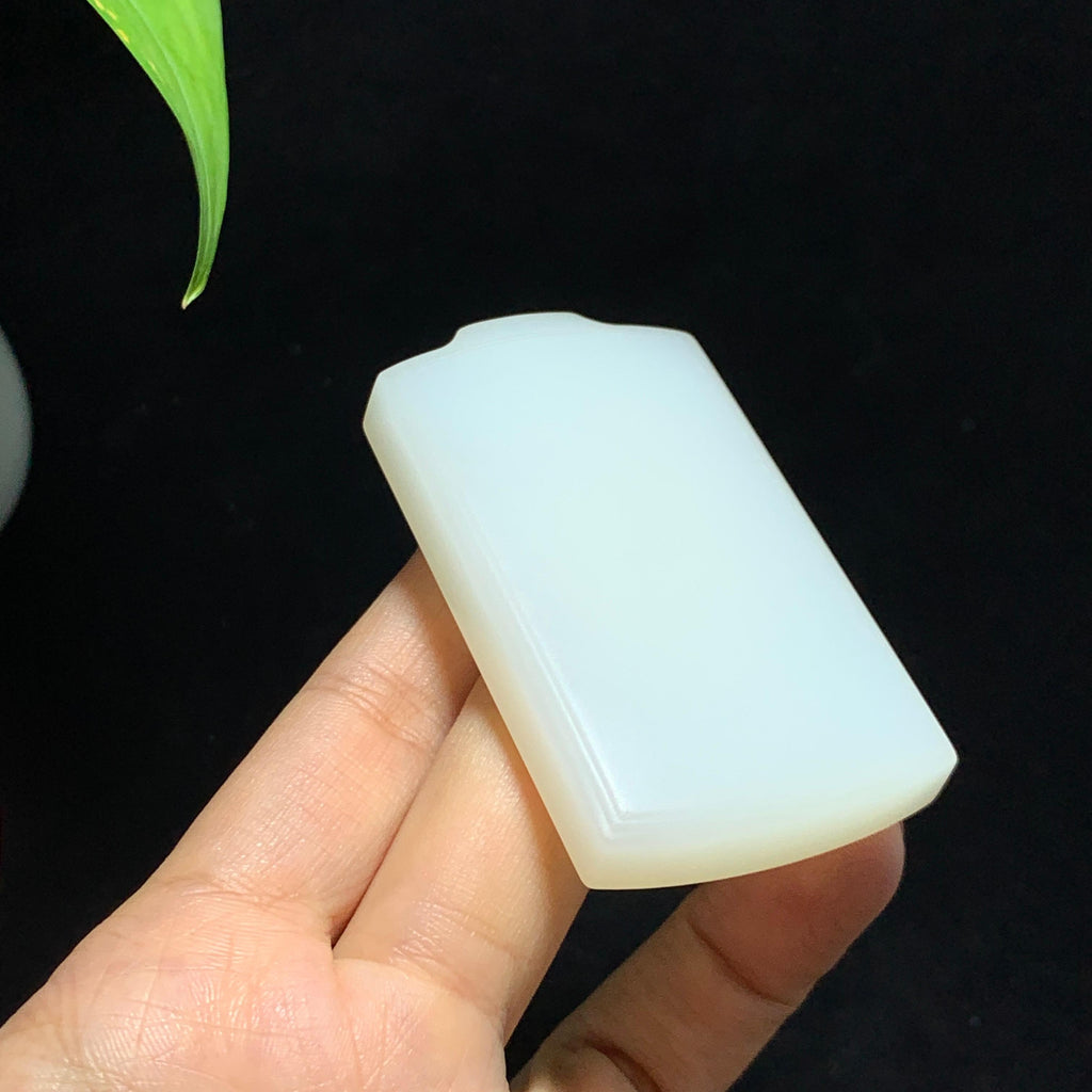 和田山料羊脂白玉无事牌挂件（82.4g）