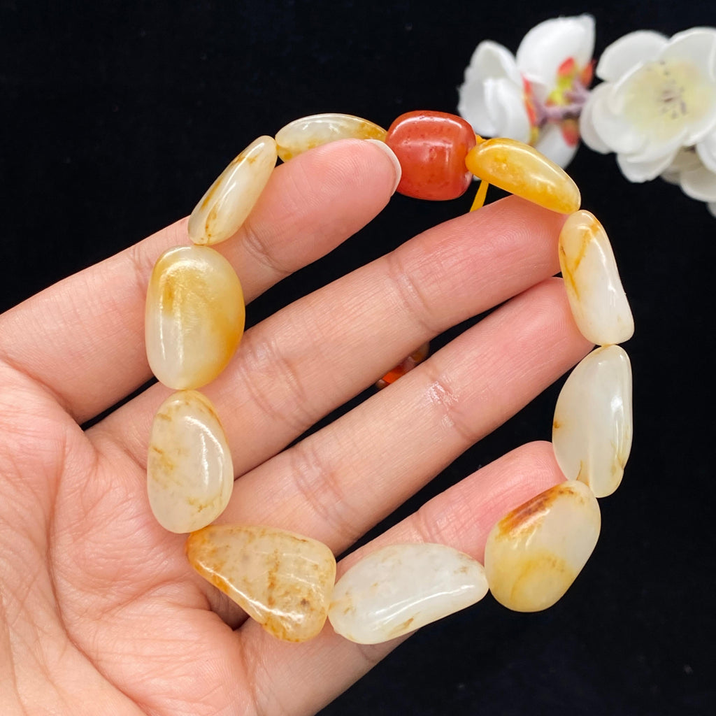 和田玉洒金皮籽料【精品手串】（38.3g）