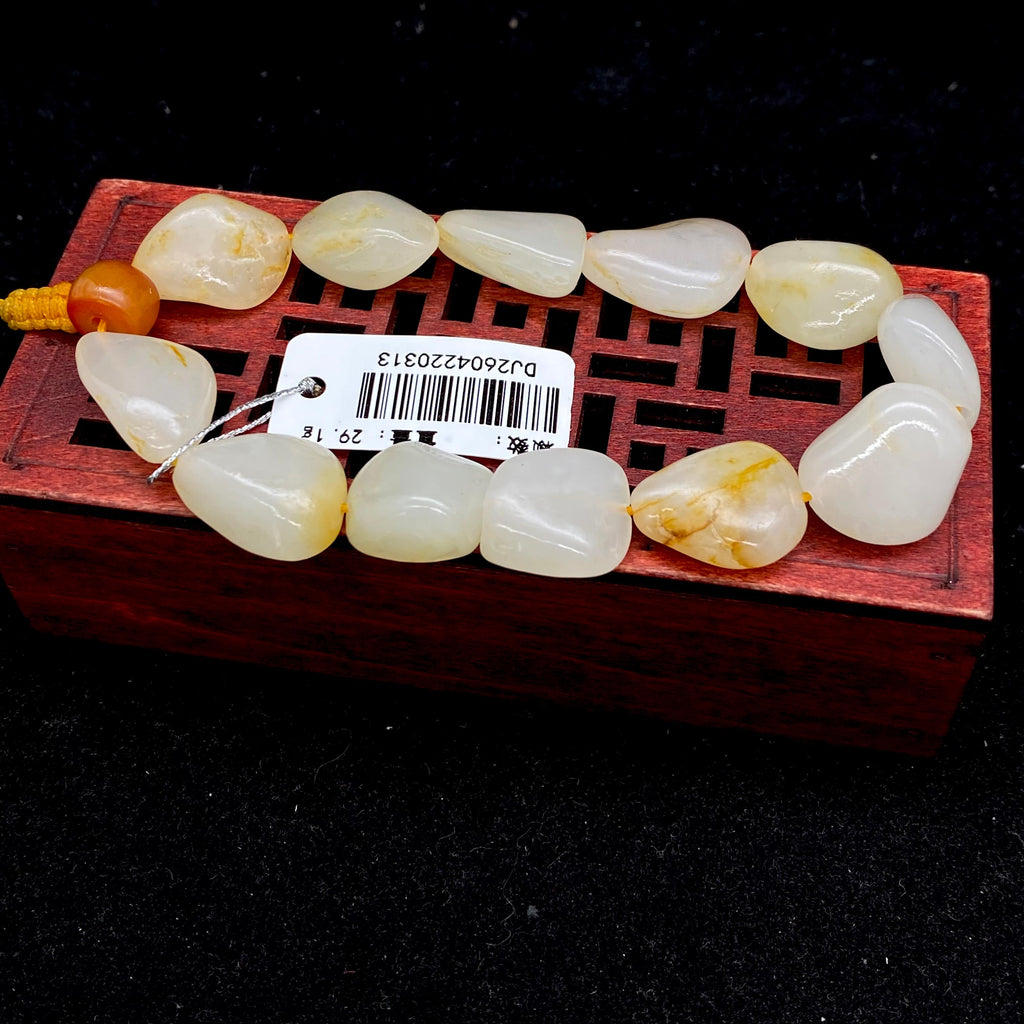 和田玉洒金皮籽料【精品手串】（29.1g）