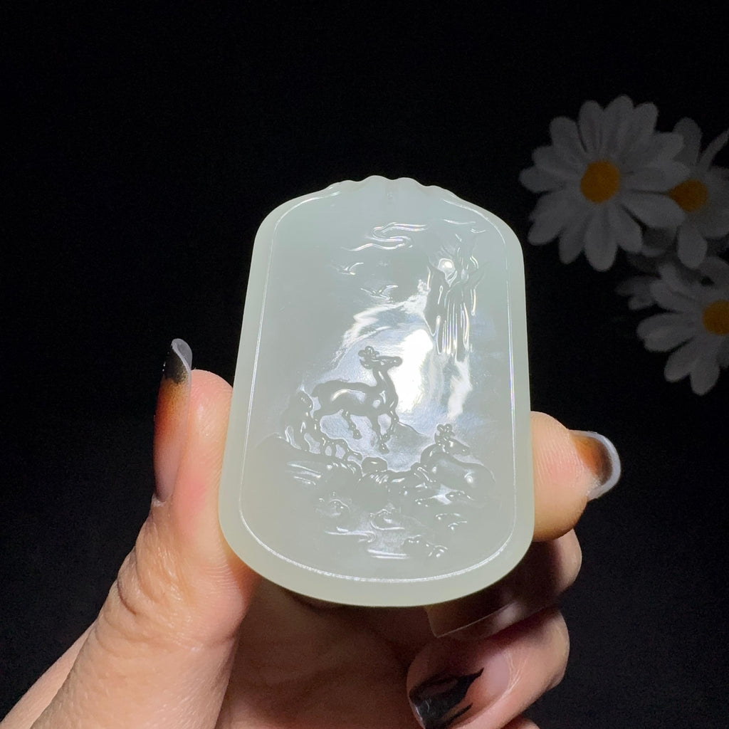 和田玉冰底清水挂件观音菩萨（41.2g）