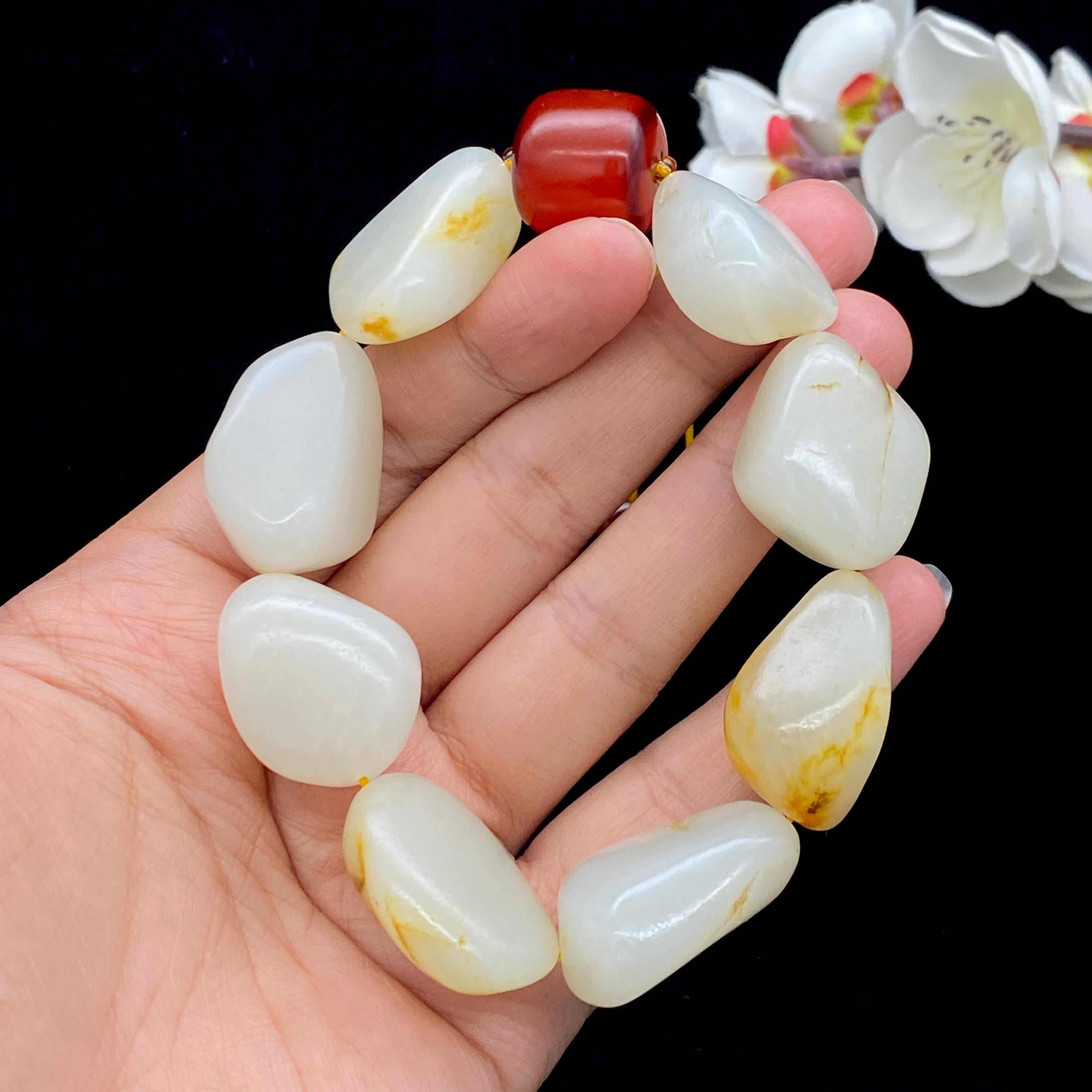和田玉洒金皮籽料【精品手串】（90g）