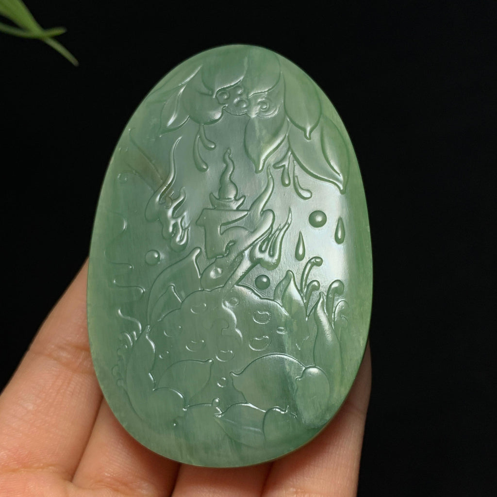 和田玉山料碧玉粉青观音牌（g）