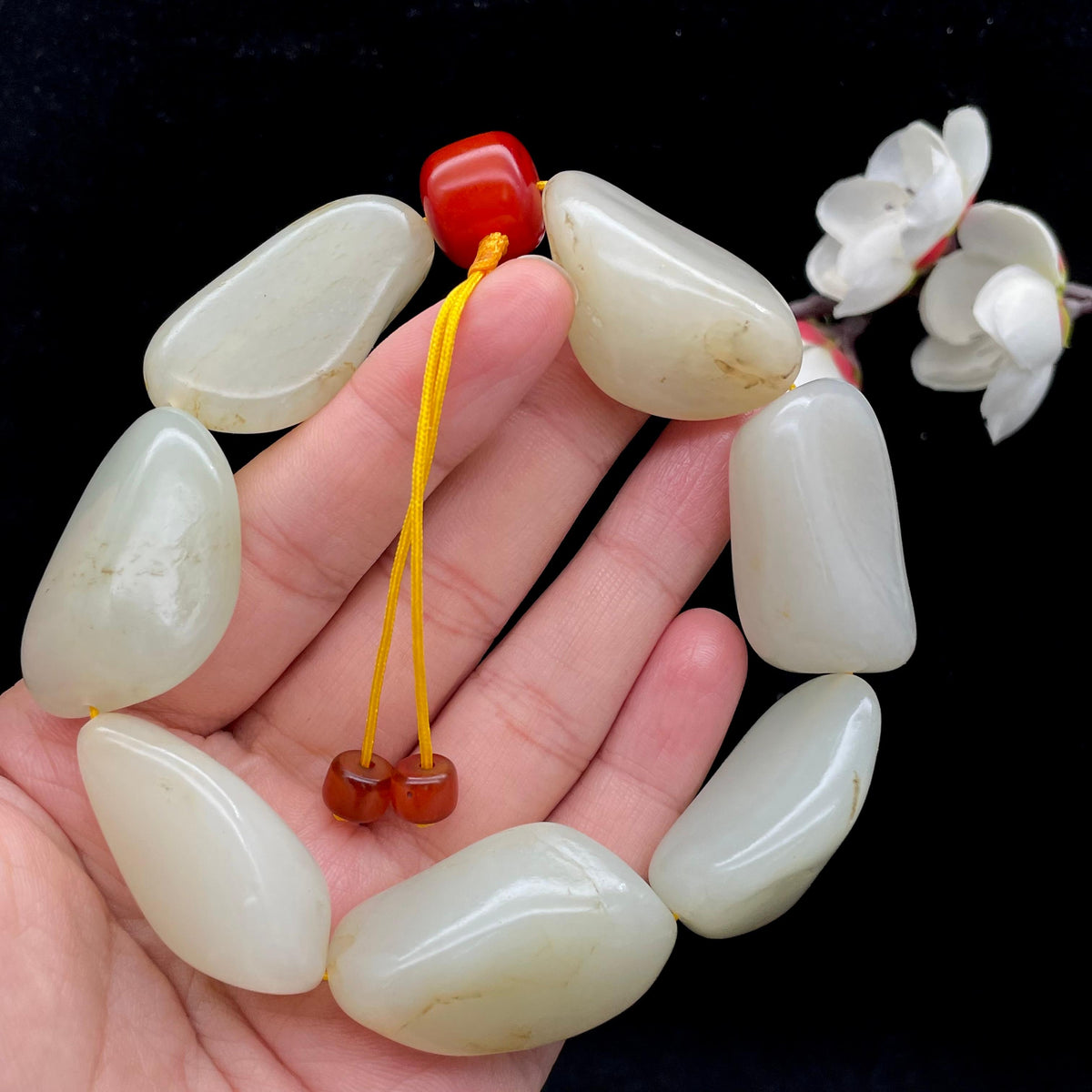 和田玉白玉籽料【精品手串】（132.1g）