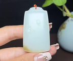 新疆和田玉且末料羊脂玉花开富贵平安牌（38.6g）