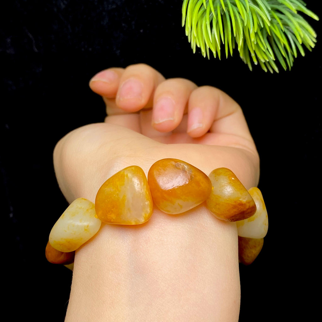 和田玉黄皮白肉籽料手串（41.8g）