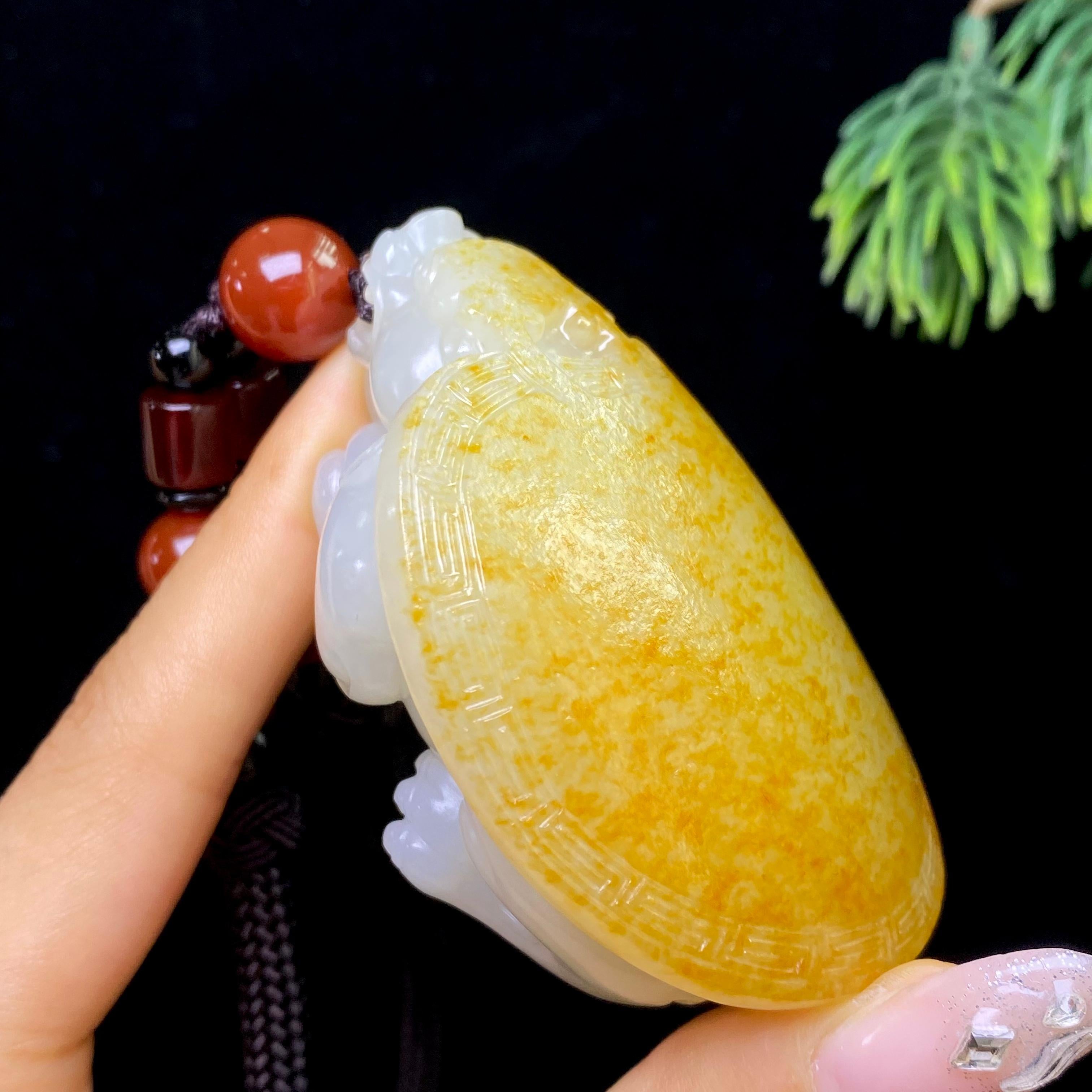 和田玉籽料龙龟手把件