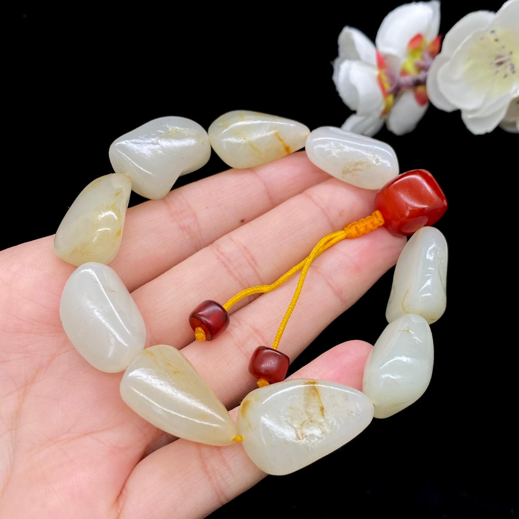 和田玉洒金皮籽料【精品手串】（53.3g）