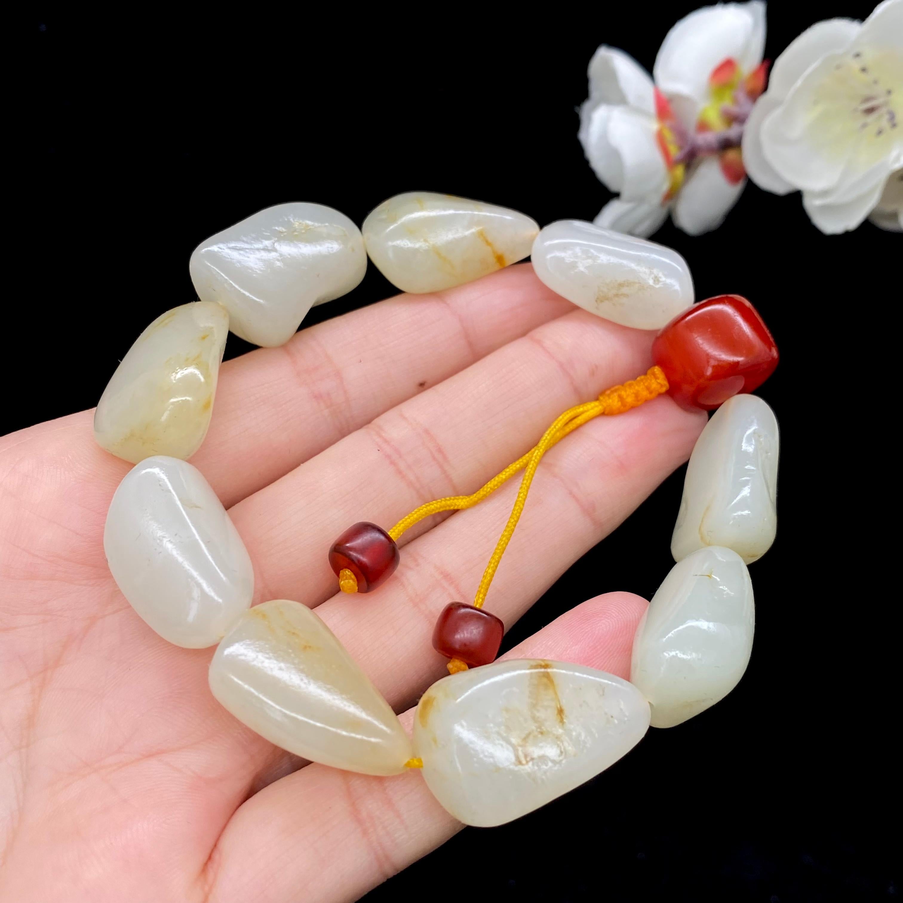 和田玉洒金皮籽料【精品手串】（53.3g）