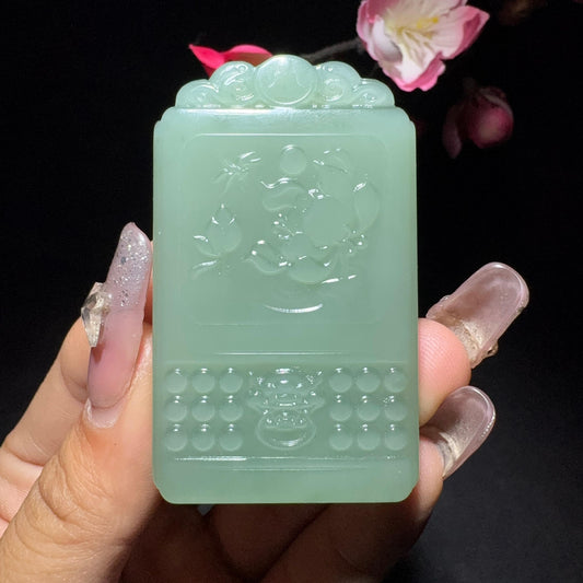 和田玉碧玉观音牌子挂件（50.6g）