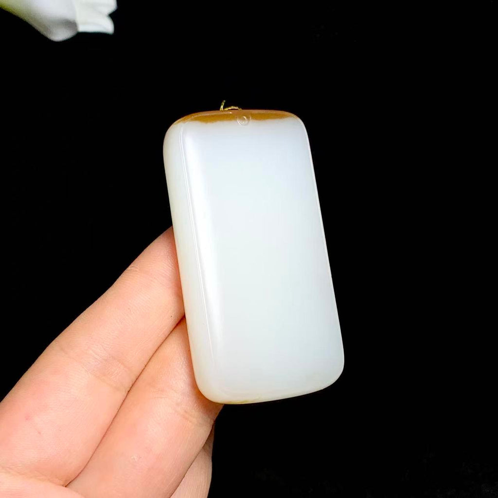 精品和田玉糖白玉无事牌（57.0g）