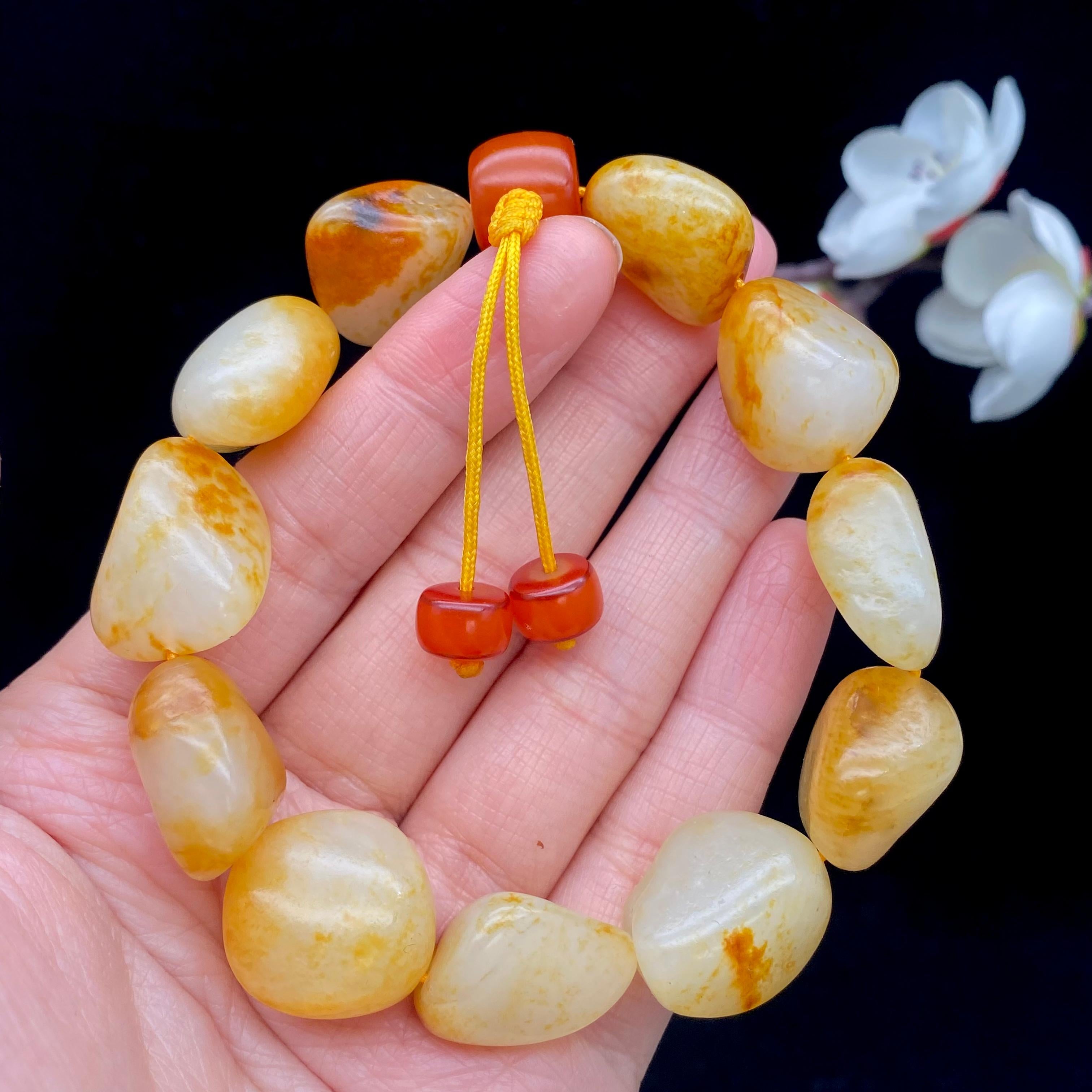 和田玉洒金皮籽料【精品手串】（62.2g）