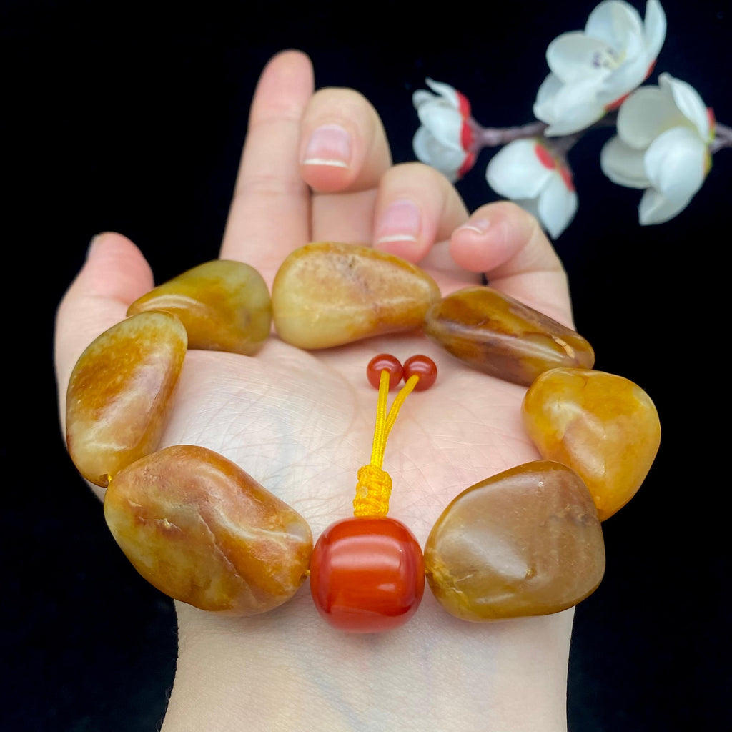 和田玉黄沁皮籽料【精品手串】（86.5g）