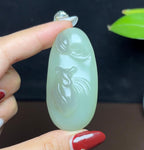 和田玉翠青烟紫生肖牛扭转乾坤（44.5g）