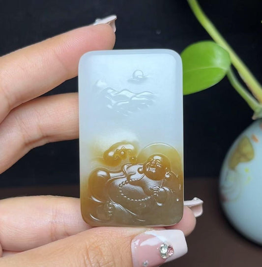 新疆和田玉且末糖白羊脂玉佛公（26.3g）