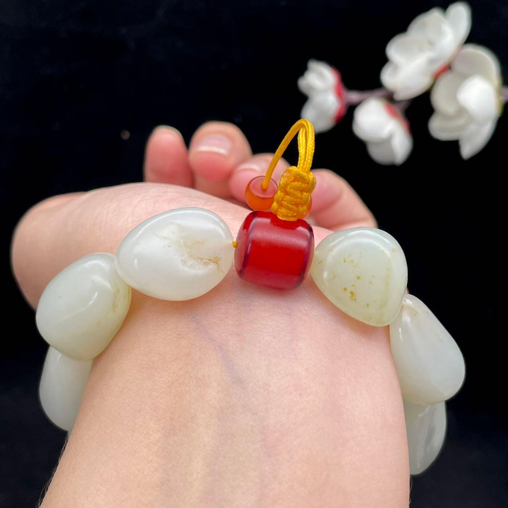 和田玉洒金皮籽料【精品手串】（68.3g）