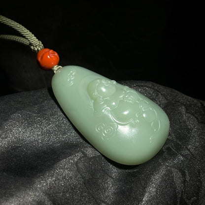 和田玉碧玉粉青佛公（39.6g）